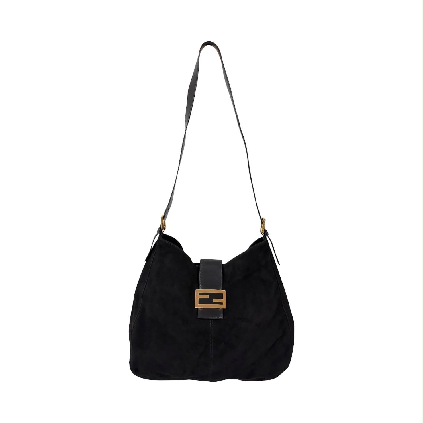 Fendi Black Suede Slouchy Shoulder Bag