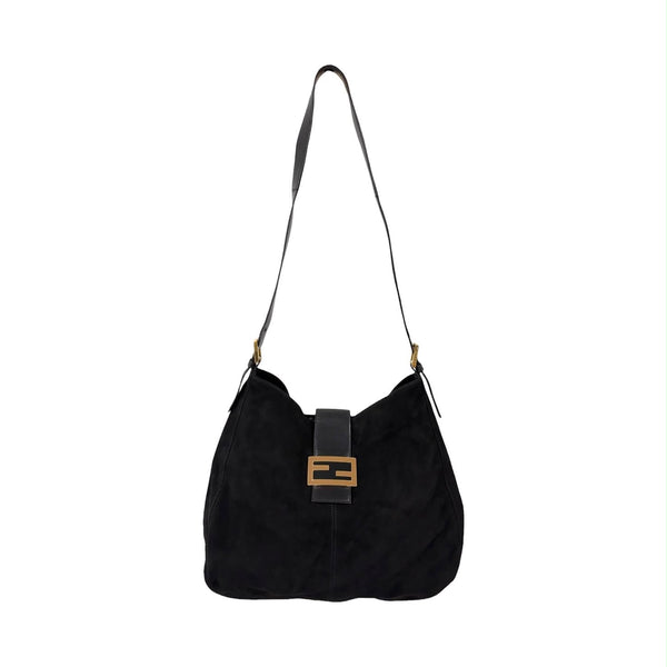Fendi Black Suede Slouchy Shoulder Bag