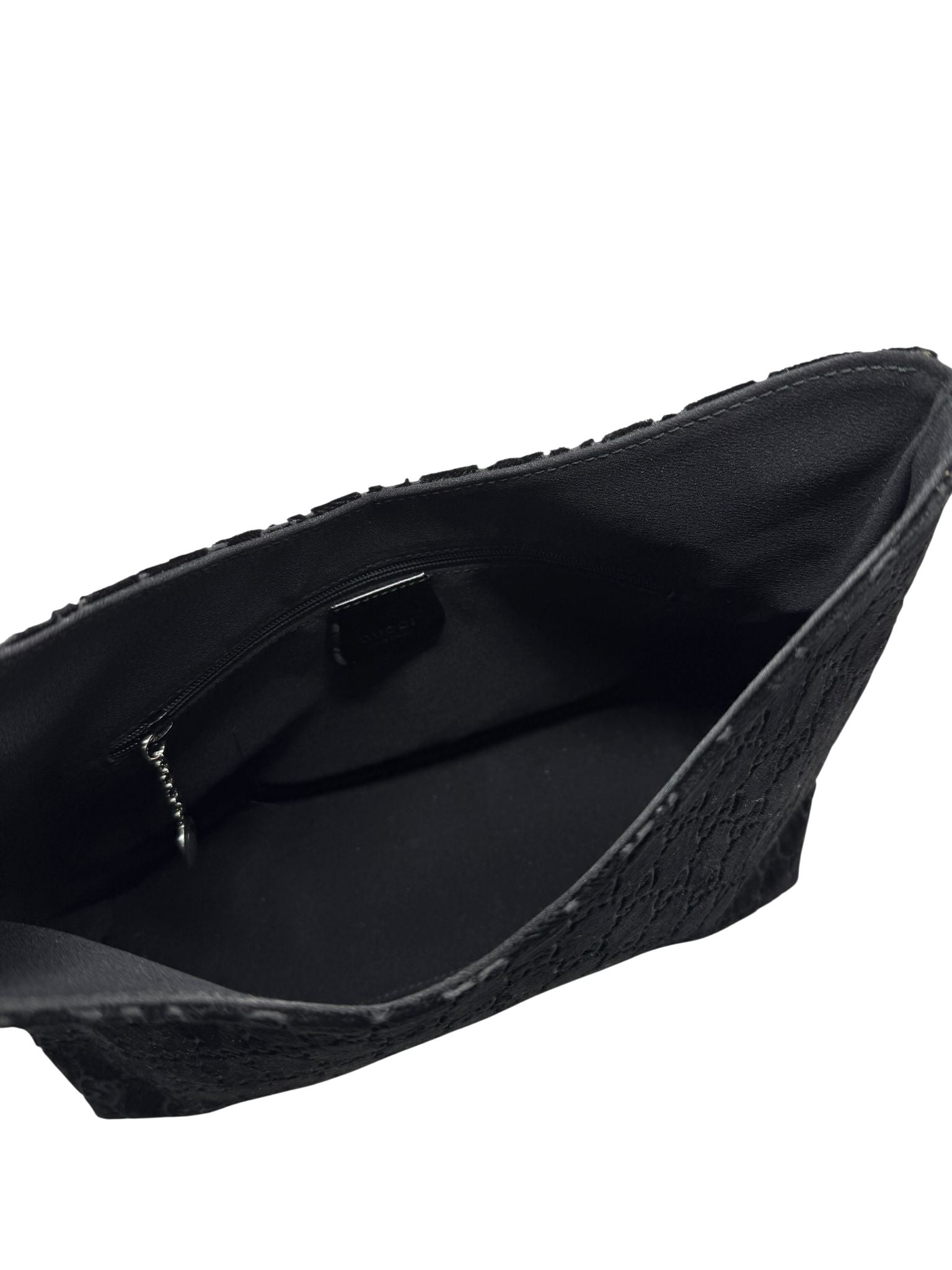 Gucci Black Velvet Logo Shoulder Bag