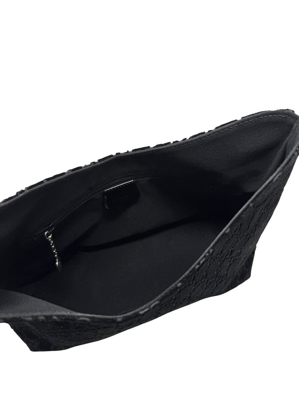 Gucci Black Velvet Logo Shoulder Bag