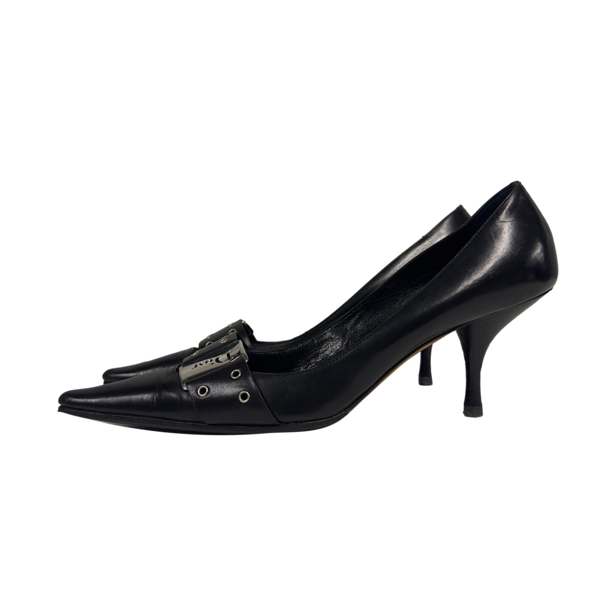 Dior Black Logo Plaque Heels