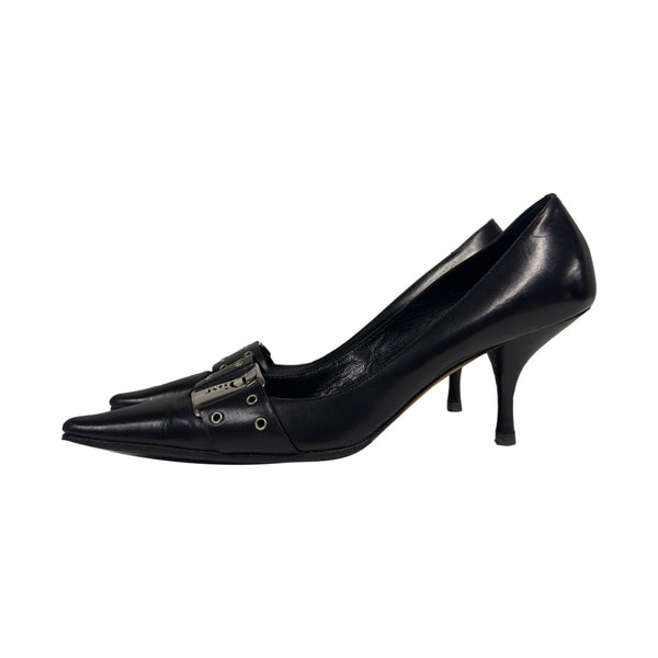 Dior Black Logo Plaque Heels