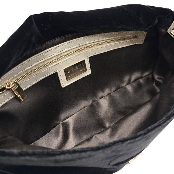 Fendi Black Velvet Fringe Baguette