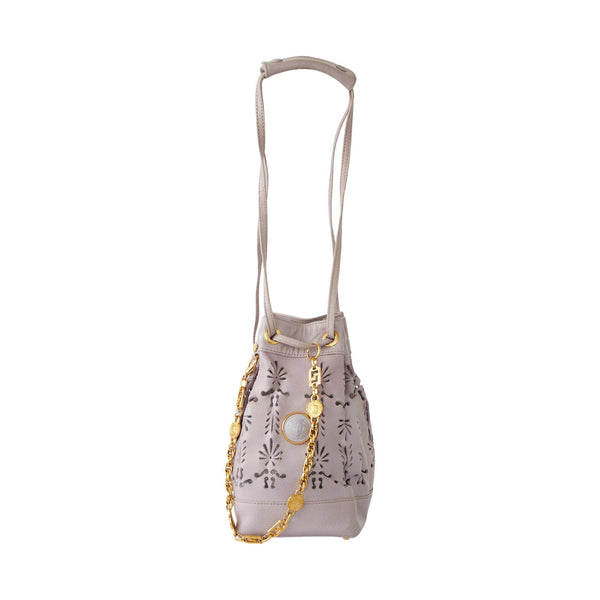 Versace Light Purple Leather Bucket Bag