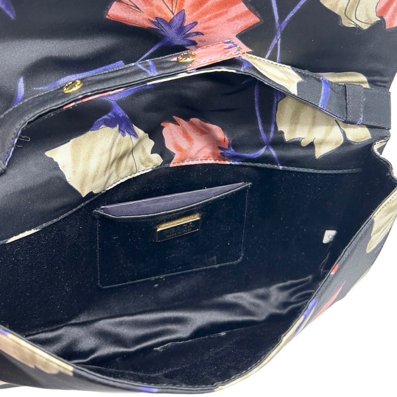 Prada Black Floral Satin Mini Top Handle Bag