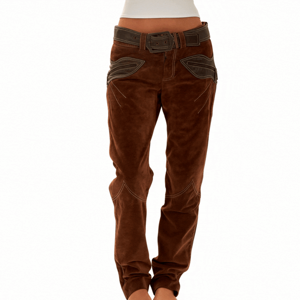 Just Cavalli Brown Suede Belted Pants
