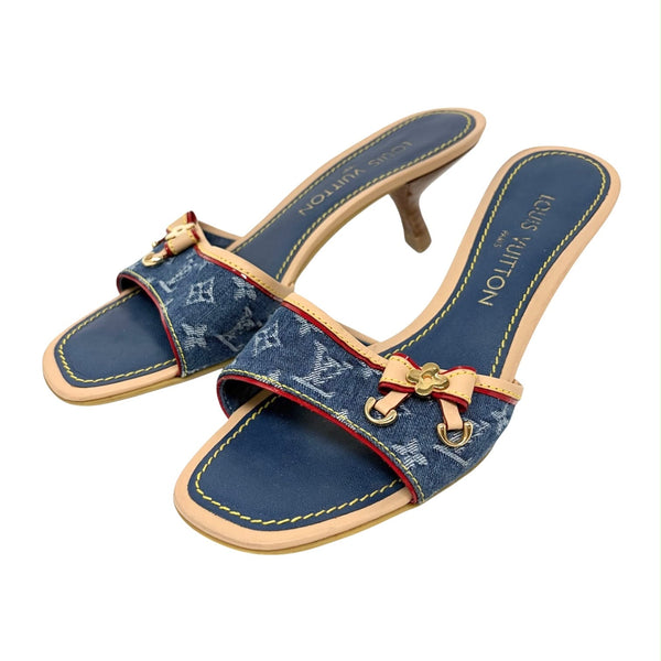 Louis Vuitton Blue Denim Kitten Heels
