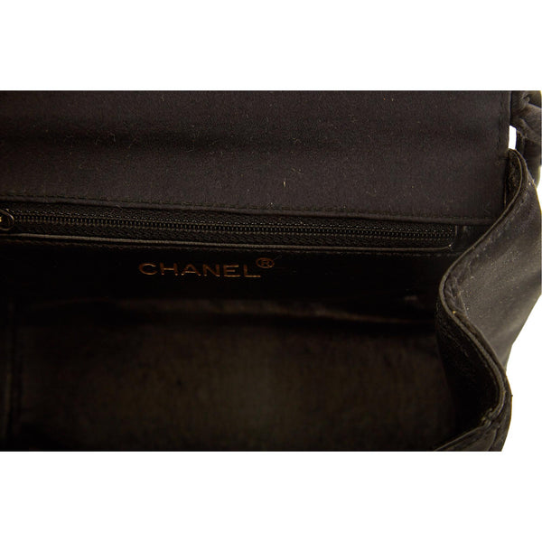 Chanel Black Satin Braided Strap Bag