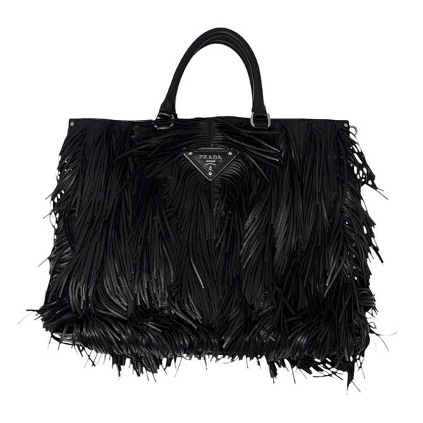 Prada Black Fringe Leather Shoulder Bag