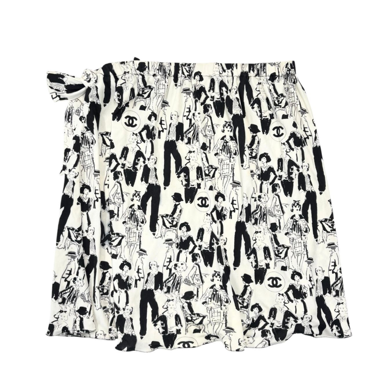 Chanel Mademoiselle Print Silk Skirt