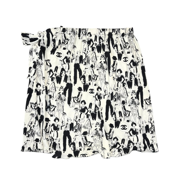 Chanel Mademoiselle Print Silk Skirt