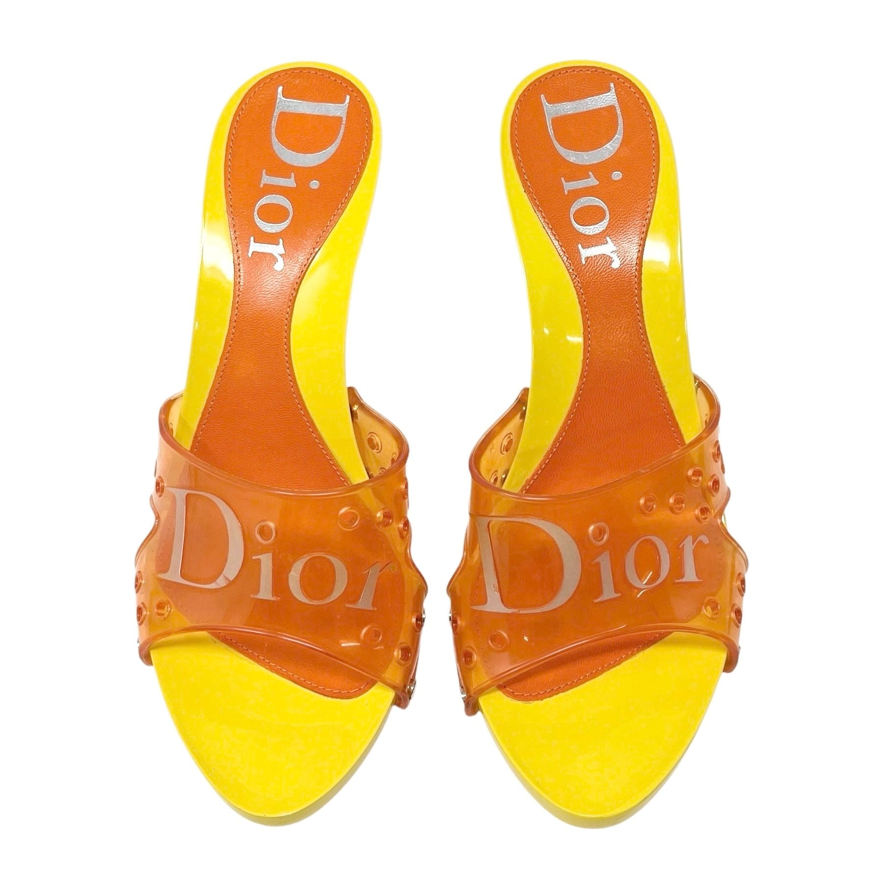 Dior Yellow/Orange Logo Platform Heels