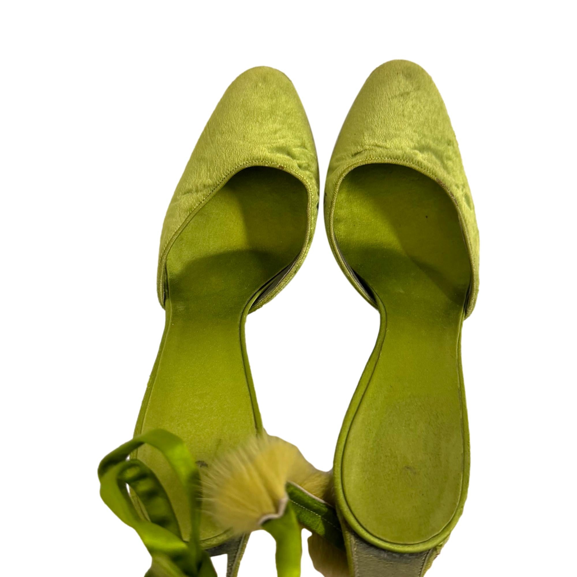 Gucci Green Velvet Wrap Heels