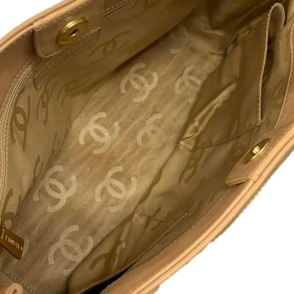 Chanel Beige Triple Logo Shoulder Tote