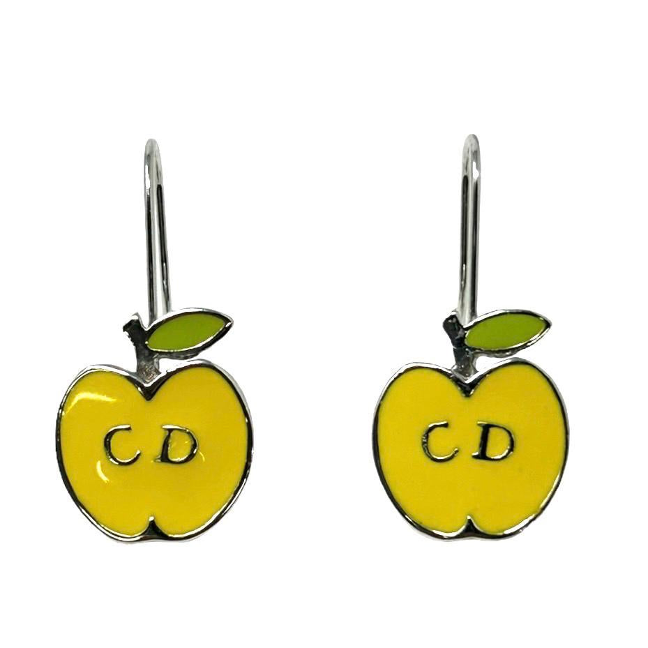 Dior Yellow Apple Logo Earrings