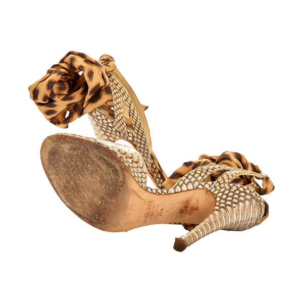 Roberto Cavalli Snakeskin Wrap Heel