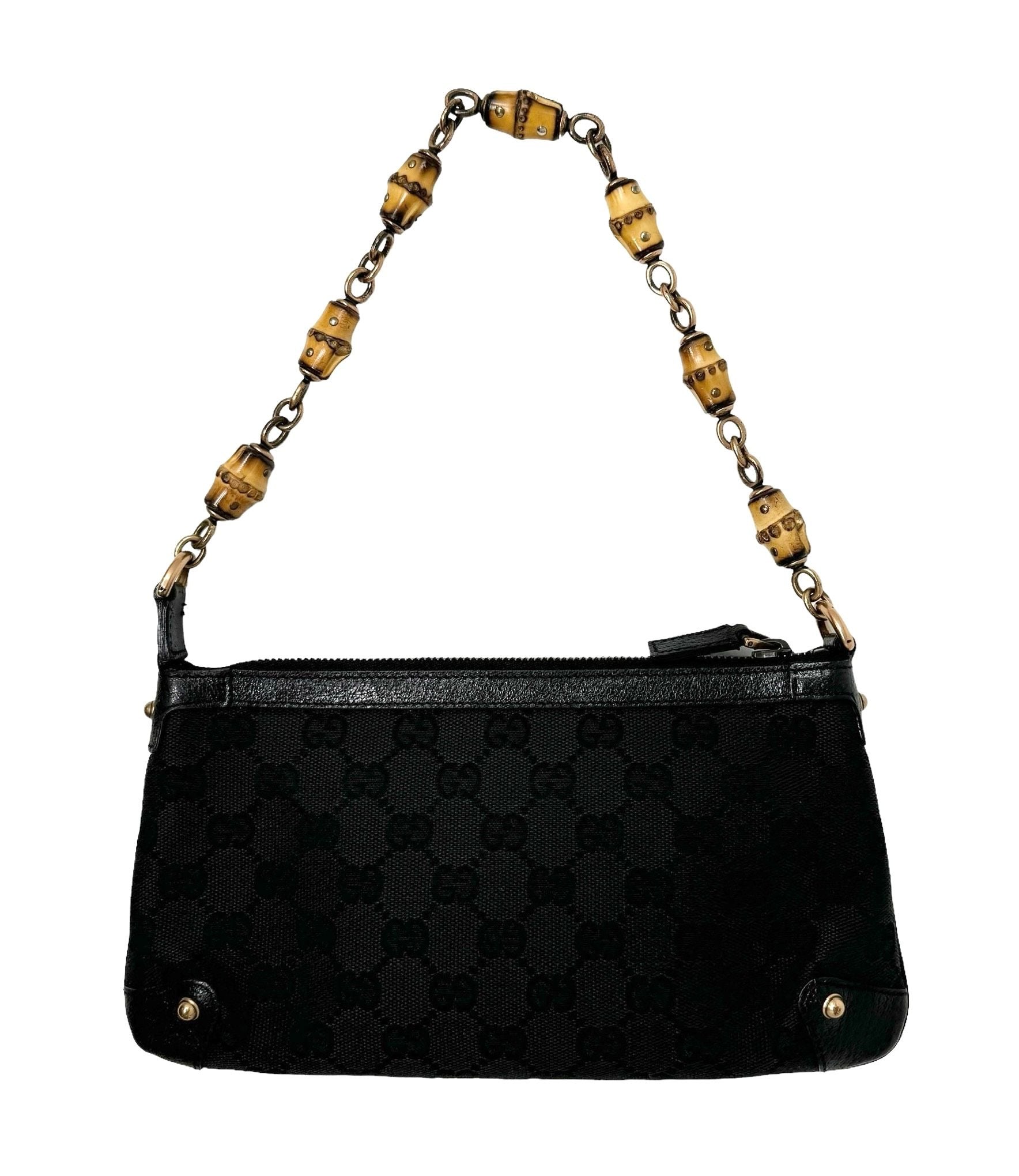 Gucci Black Mini Logo Bamboo Bag