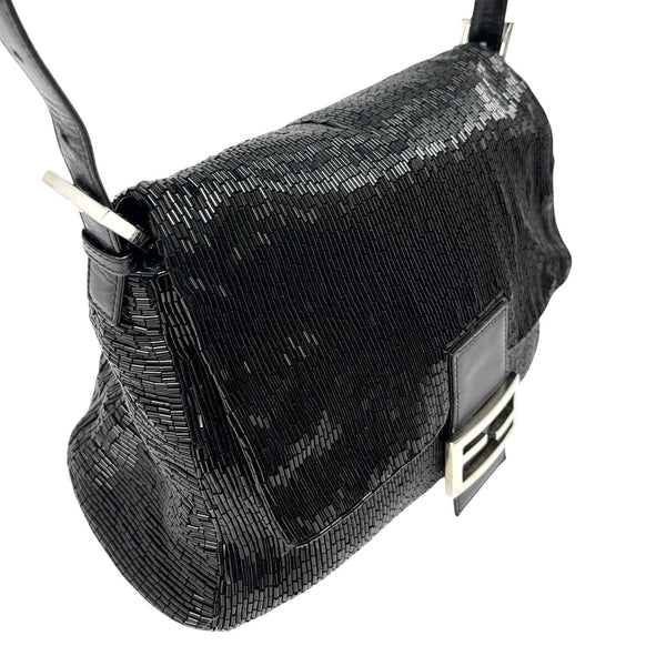 Fendi Black Beaded Mamma Baguette