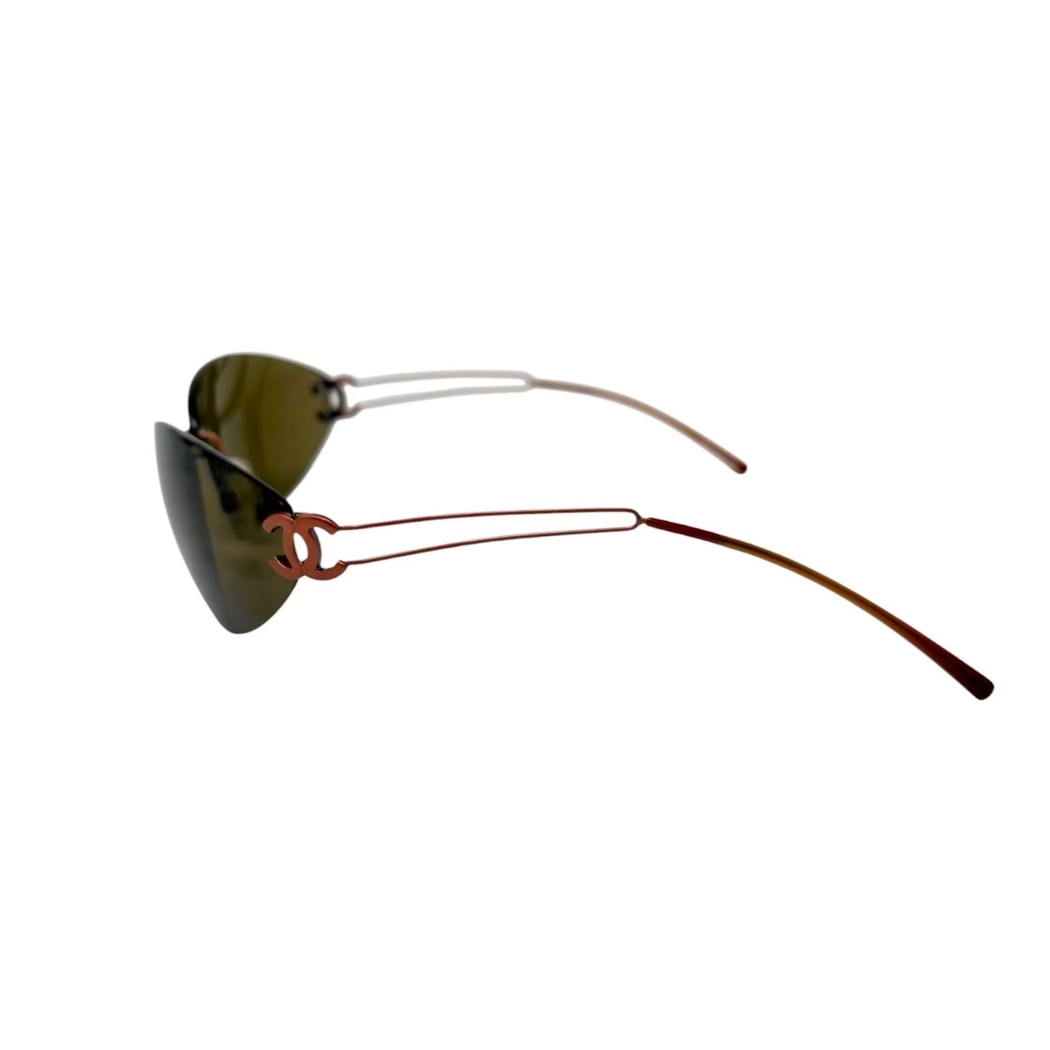 Chanel Olive Rimless Side Logo Sunglasses