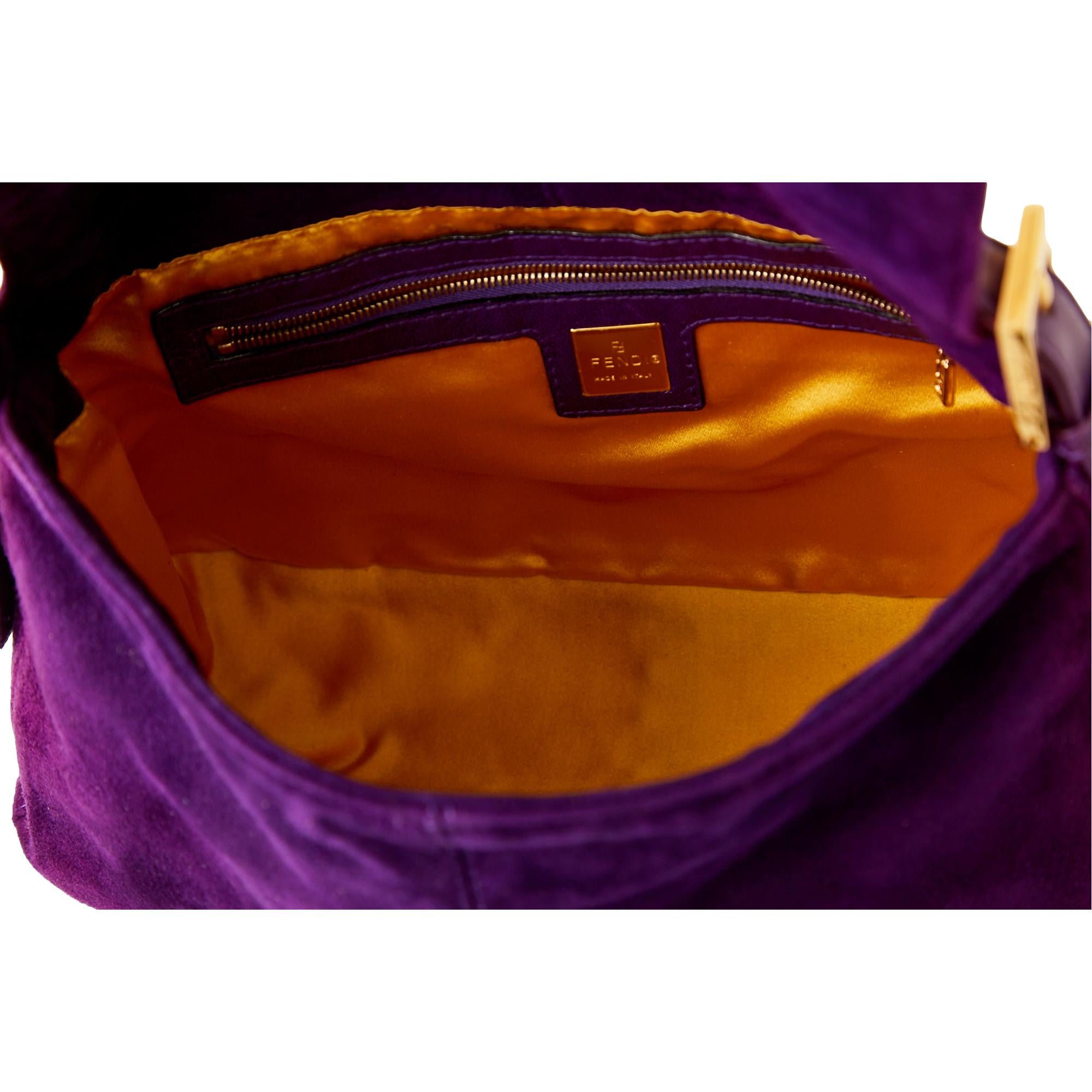 Fendi Purple Suede Baguette Bag