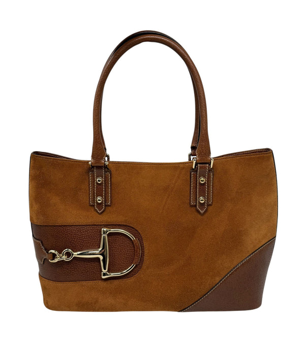 Gucci Brown Suede Horse bit Tote