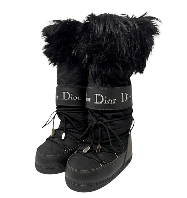 Dior Black Lace-Up Winter Boots