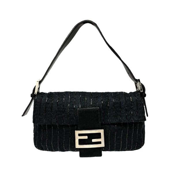 Fendi Black Beaded Baguette