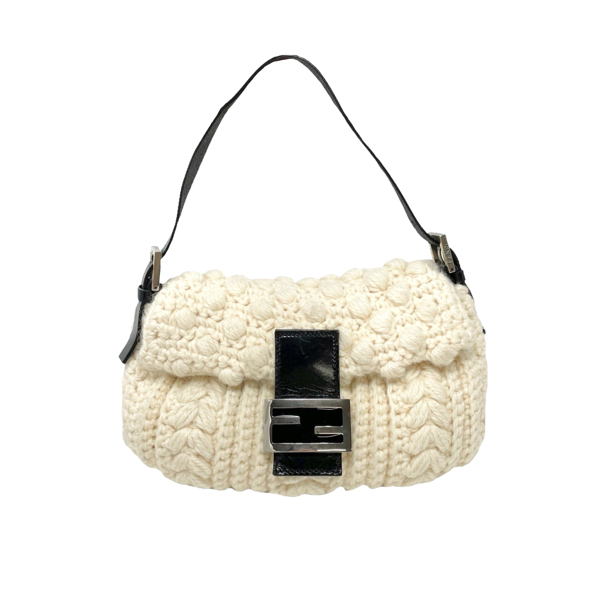 Fendi White Crochet Baguette Bag