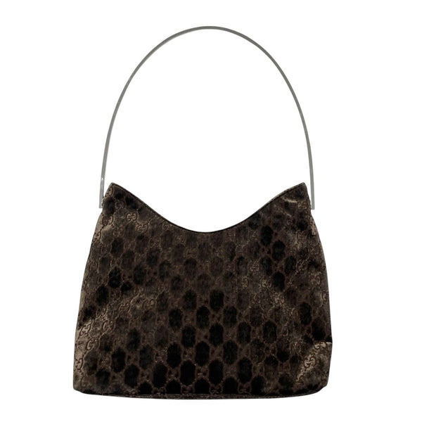 Gucci Brown Velvet Logo Shoulder Bag
