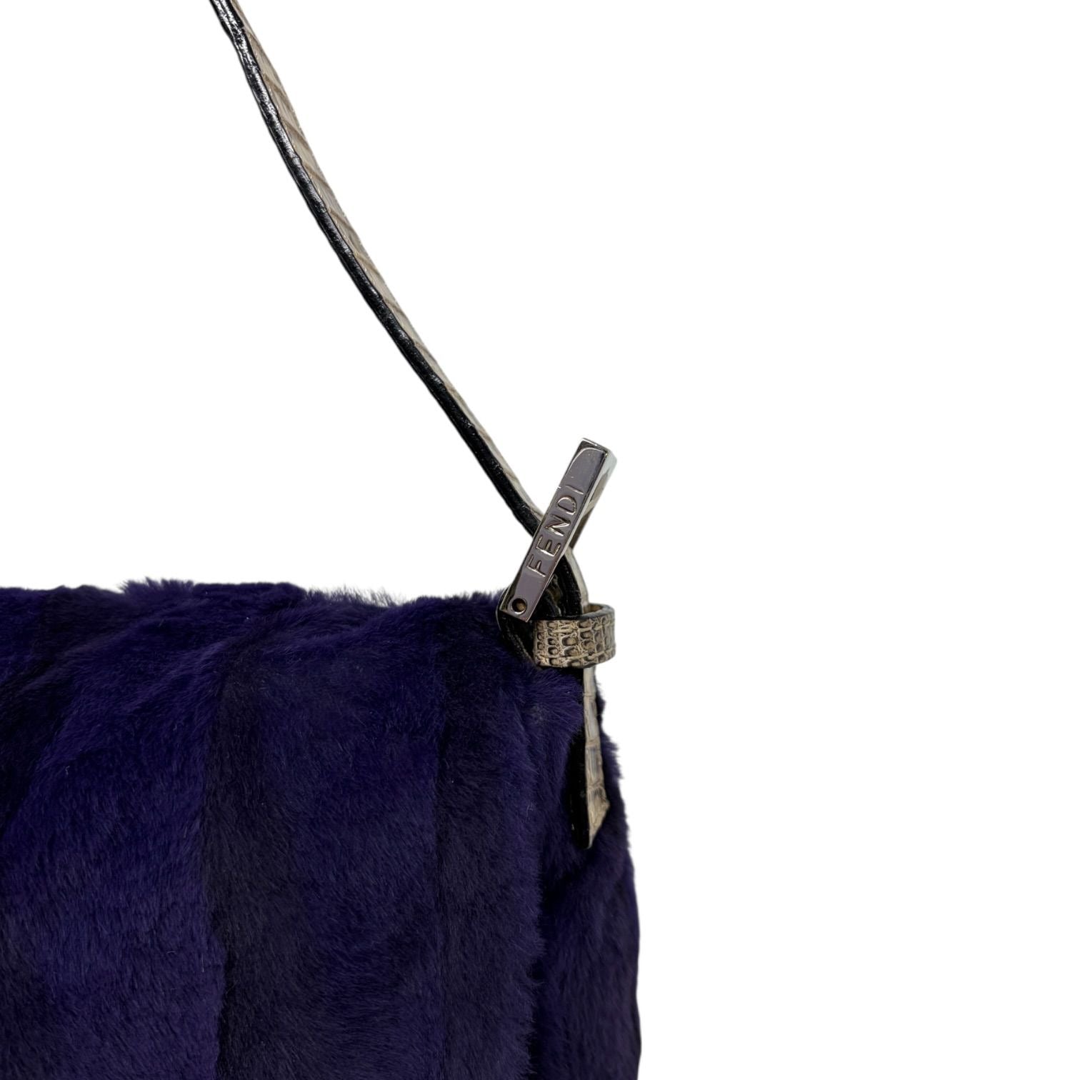 Fendi Purple Fur Lizard Baguette
