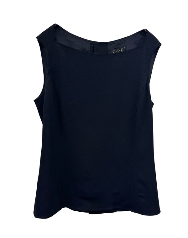 Chanel Navy Button Down Tank