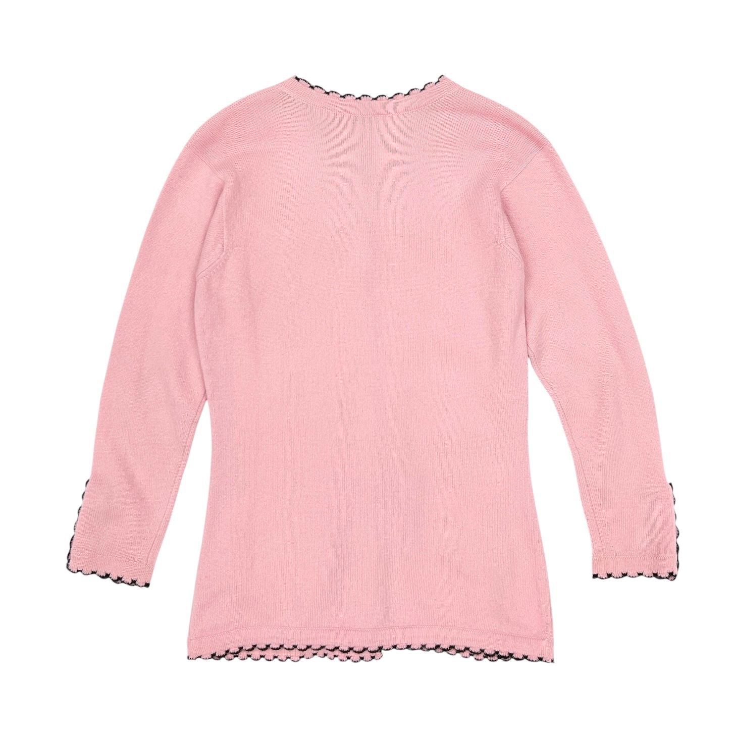 Chanel Pink Logo Button Cardigan