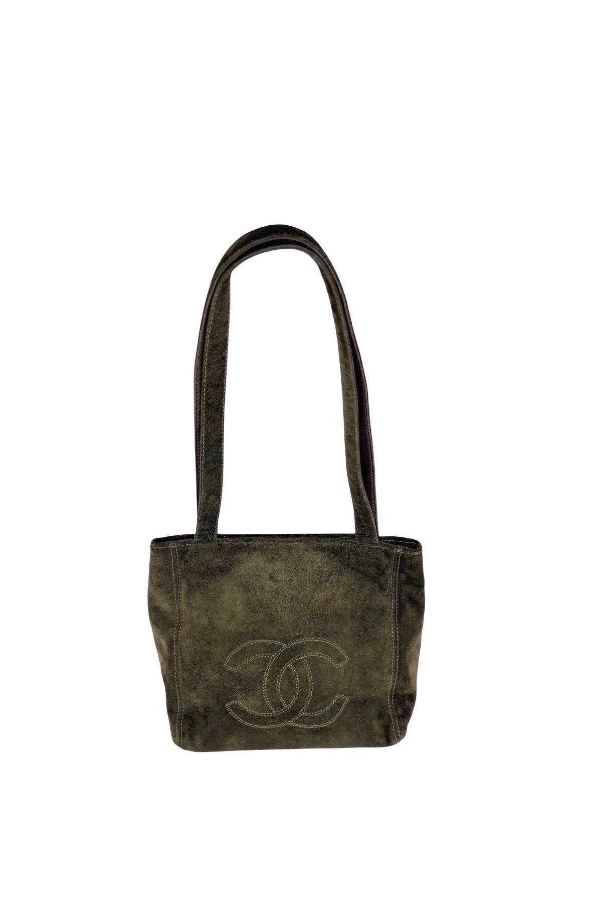 Chanel Olive Green Suede Shoulder Bag