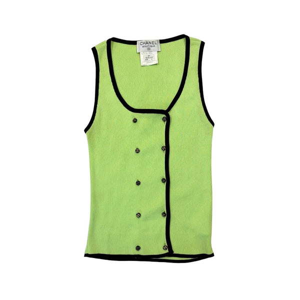 Chanel Lime Green Button Tank