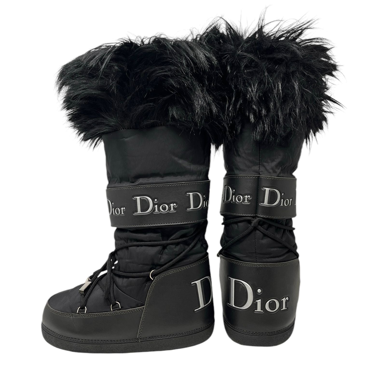 Dior Black Lace-Up Winter Boots