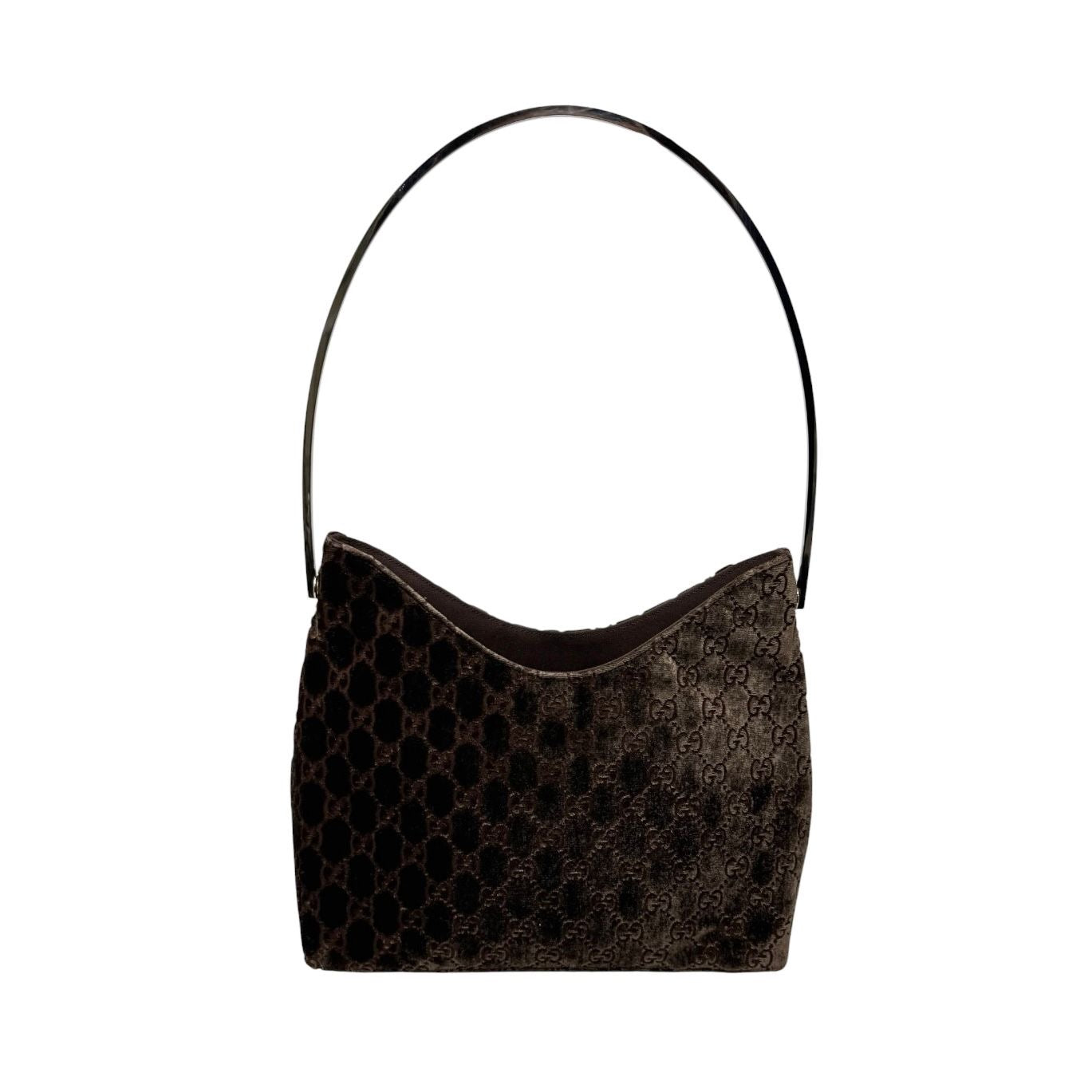 Gucci Brown Velvet Logo Shoulder Bag