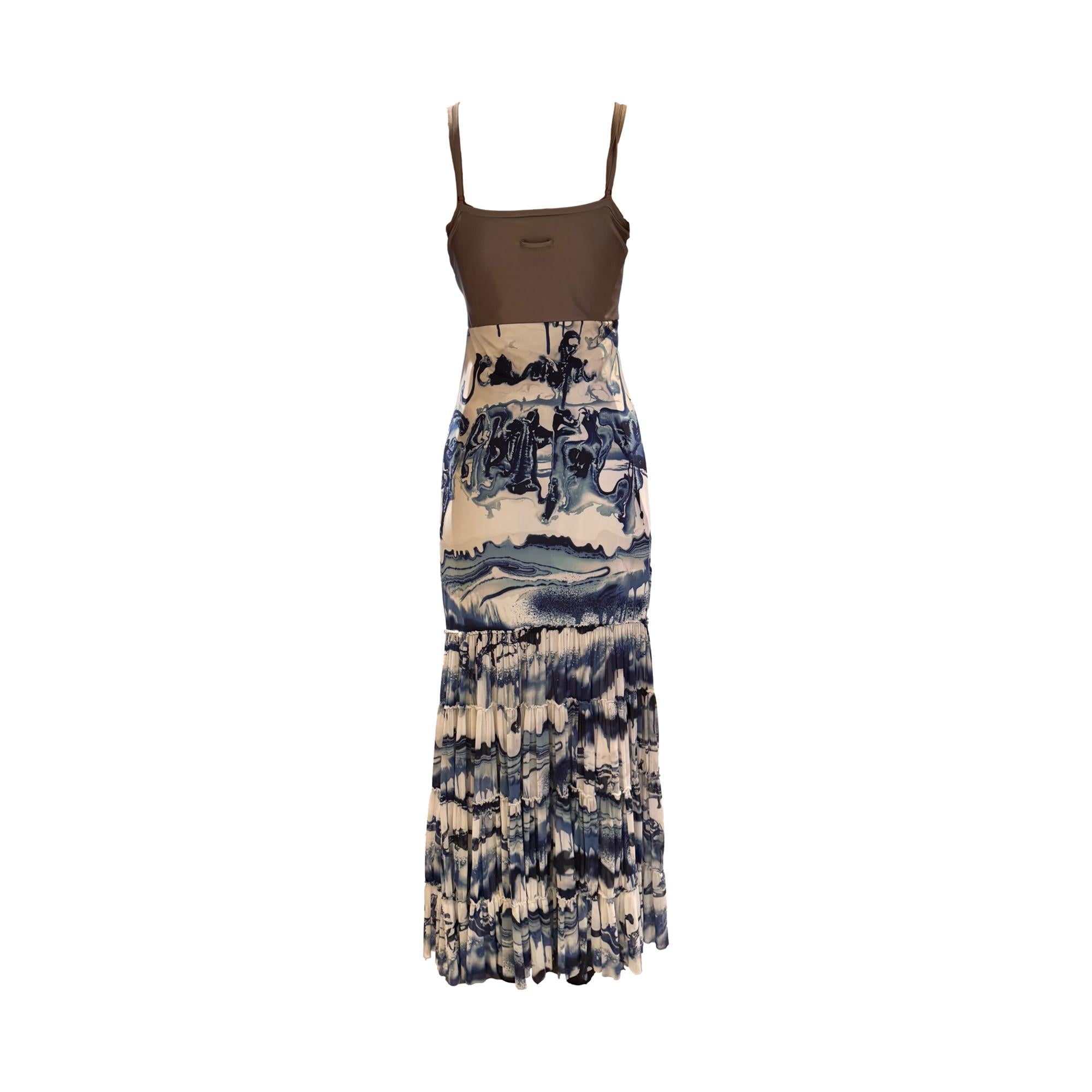 Jean Paul Gaultier Blue Print Maxi Dress