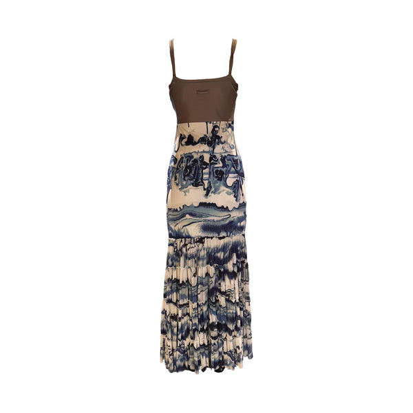 Jean Paul Gaultier Blue Print Maxi Dress
