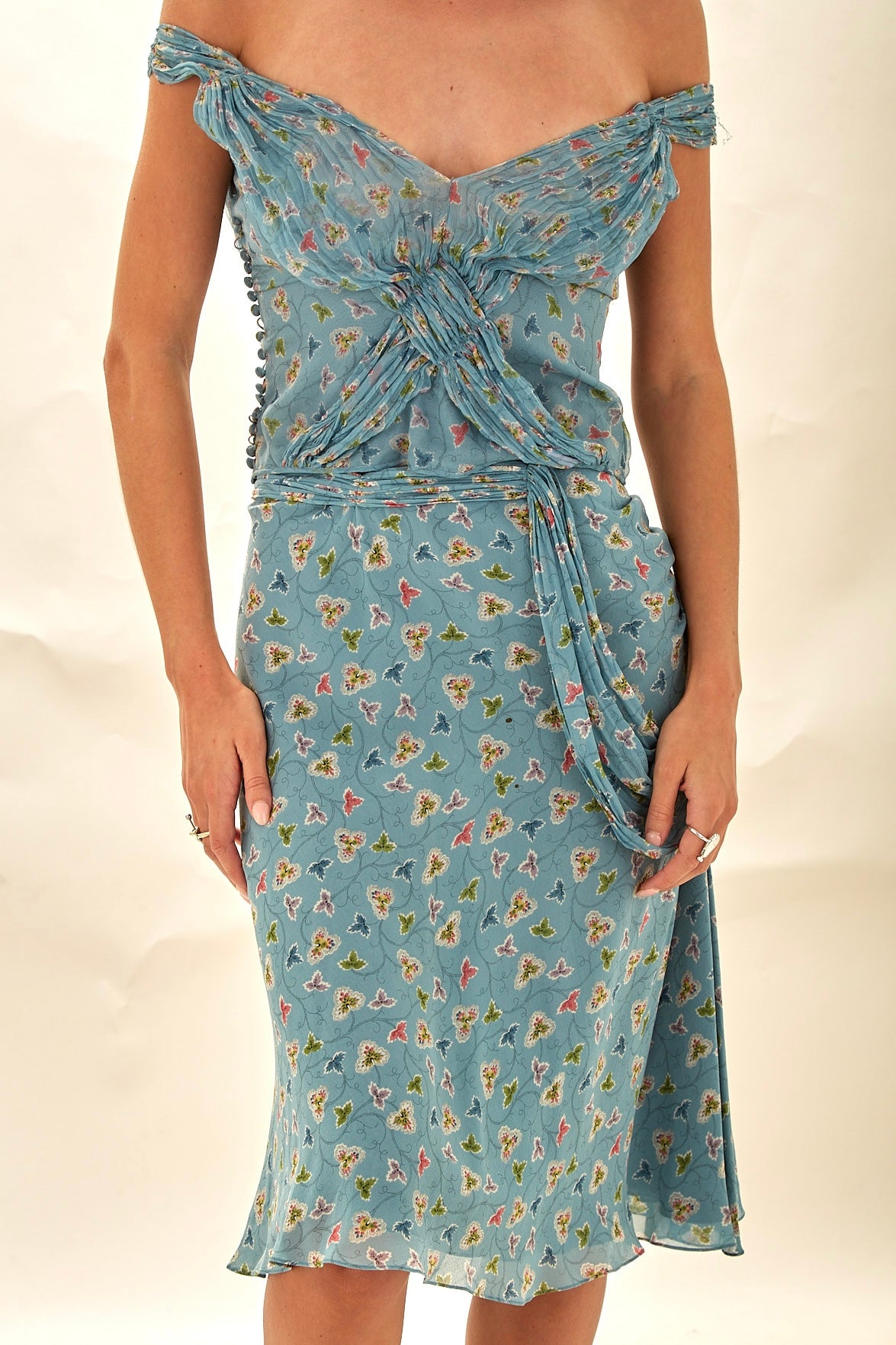 Dior Powder Blue Floral Skirt Set