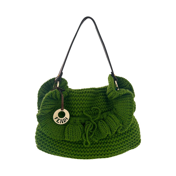 Fendi Green Knit Ruffle Shoulder Bag – Treasures of NYC