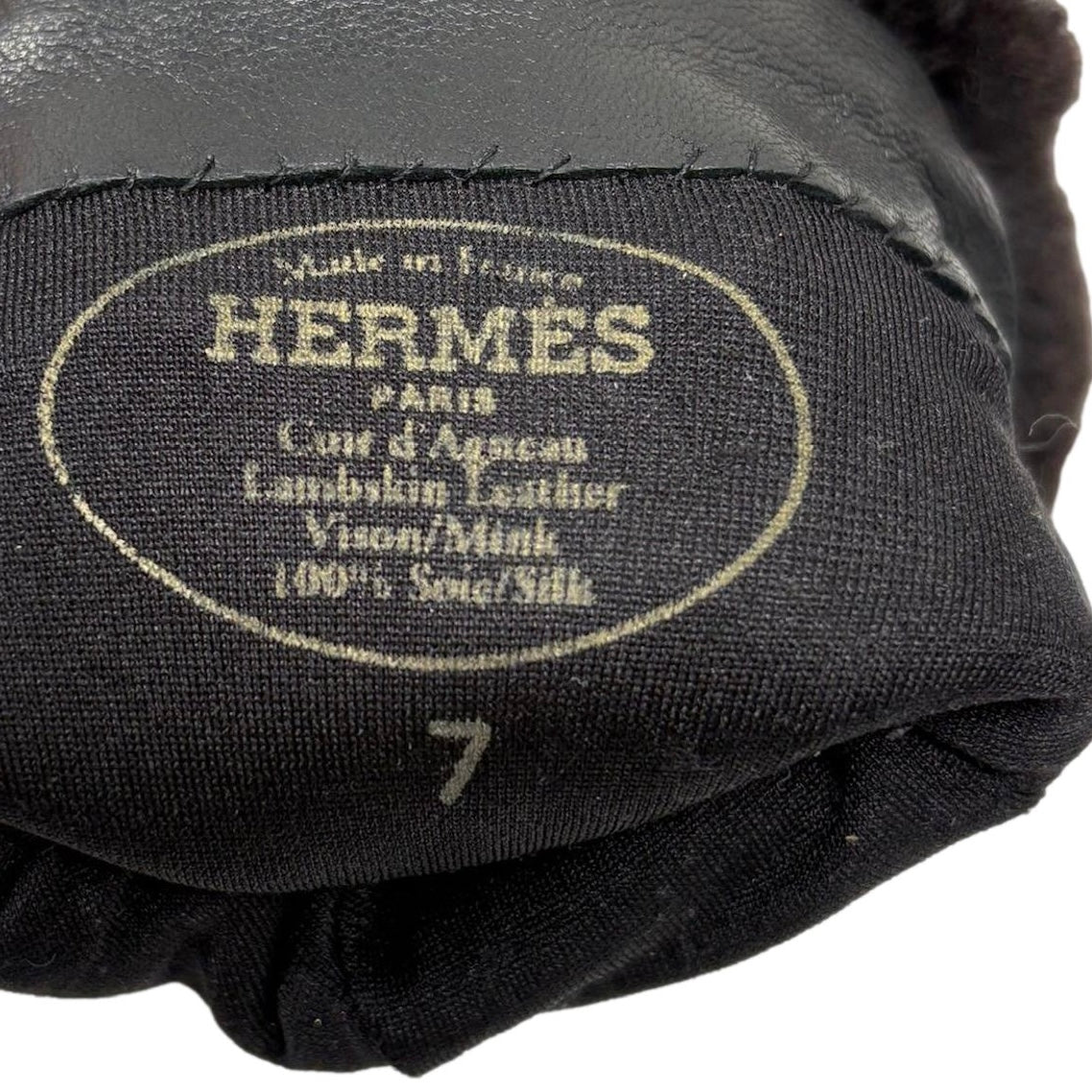 Hermes Black Kelly Mink Gloves