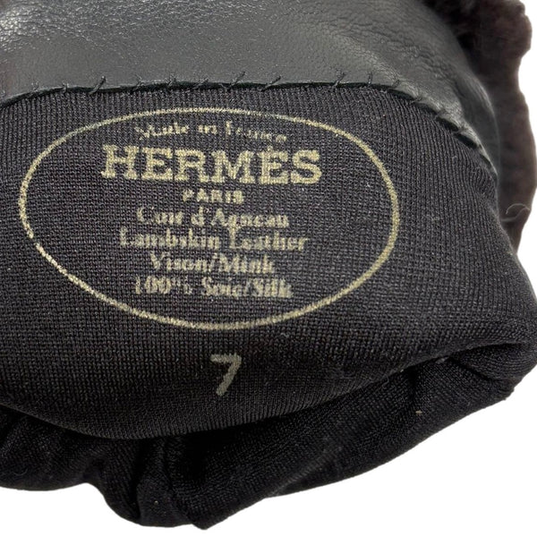 Hermes Black Kelly Mink Gloves
