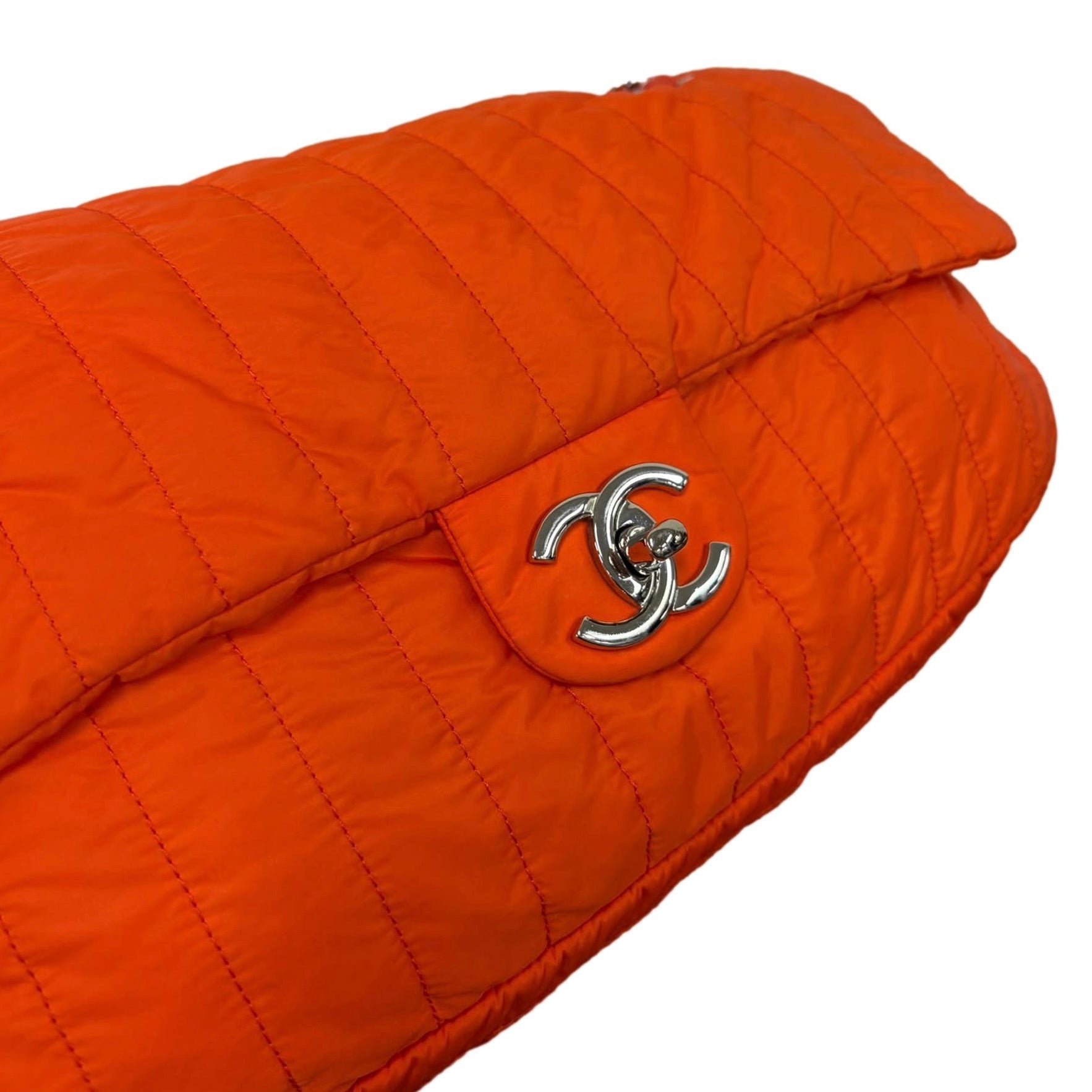 Chanel Orange Maxi Nylon Flap Bag