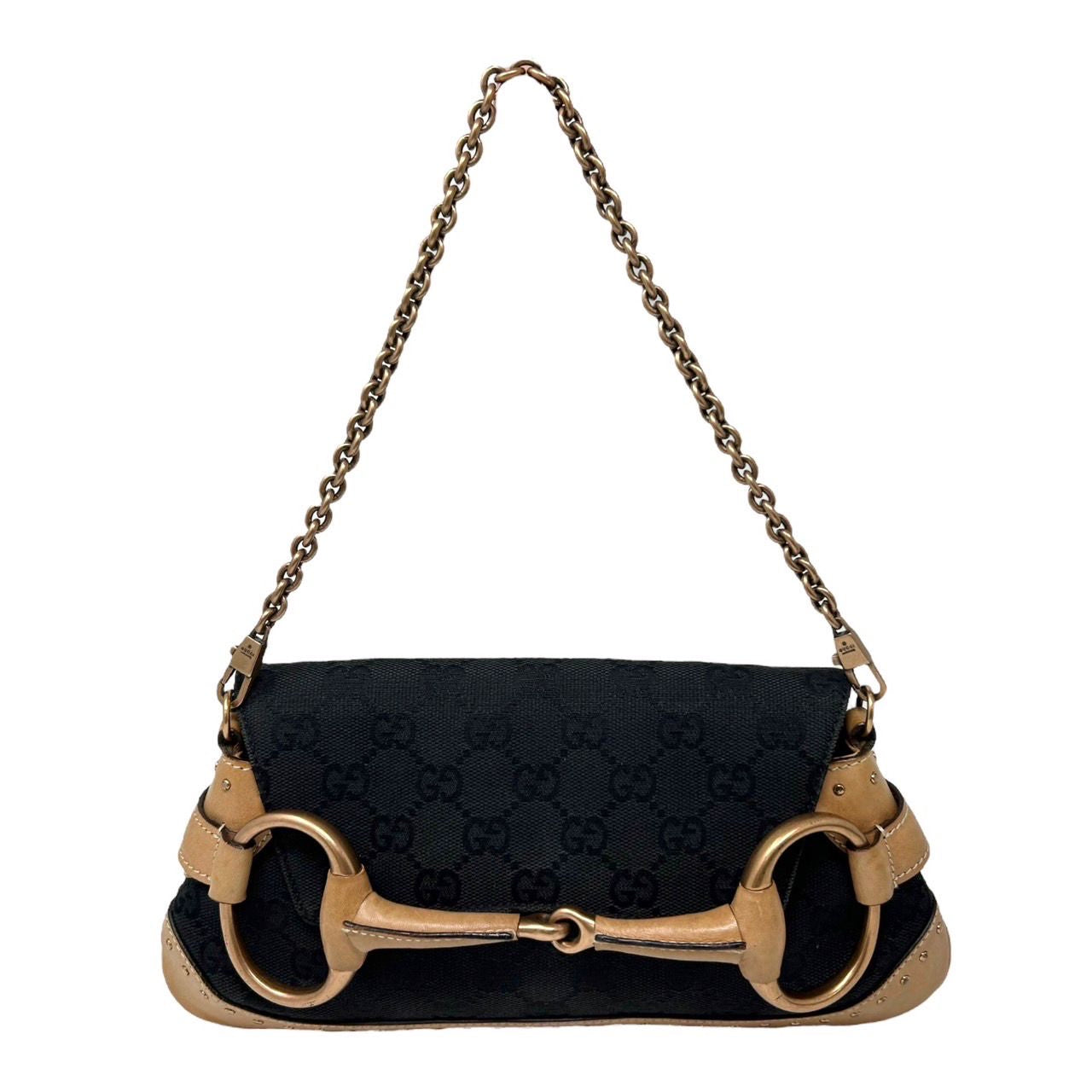 Gucci Two-Tone Horsebit Chain Shoulder Bag