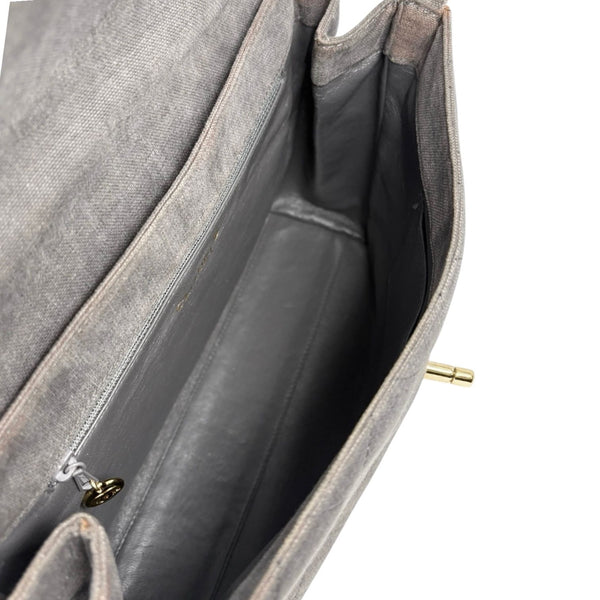 Chanel Grey Canvas Structured Shoulder Bag