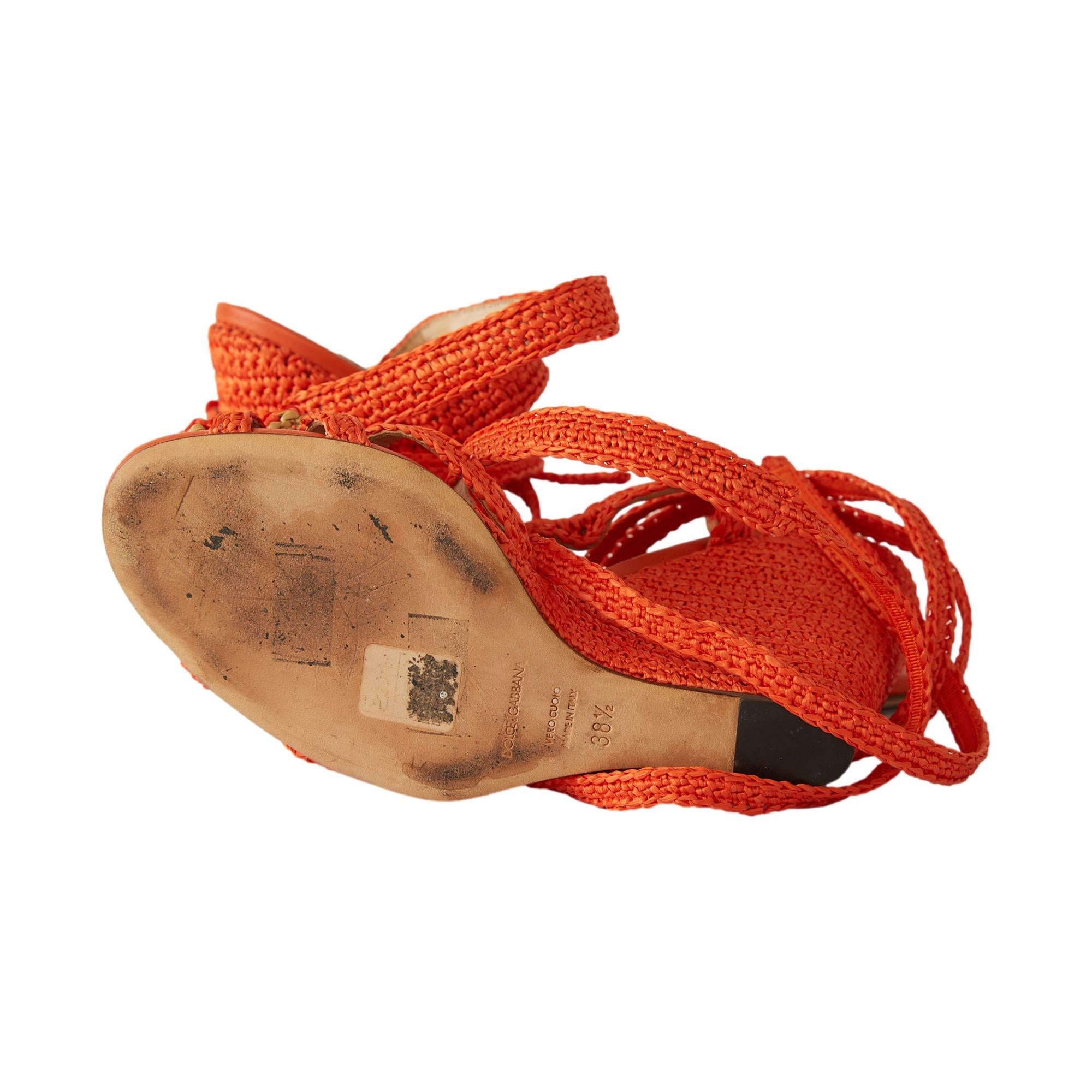Dolce & Gabbana Orange Rafia Wedges – Treasures of NYC