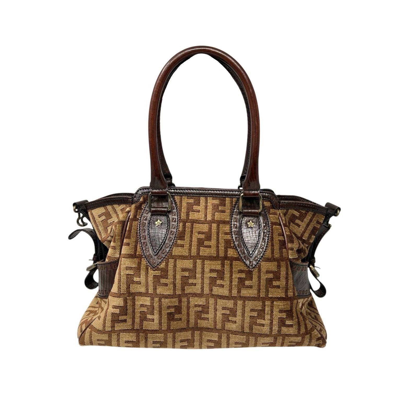 Fendi Brown Velour Shoulder Bag