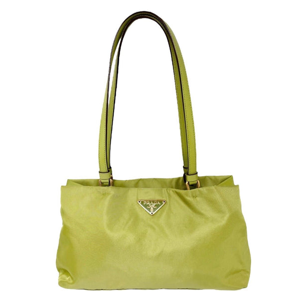 バッグ PRADA Green Nylon Tote Bag Gold Handle Prada Lime Green Nylon Shoulder Bag – Treasures of NYC