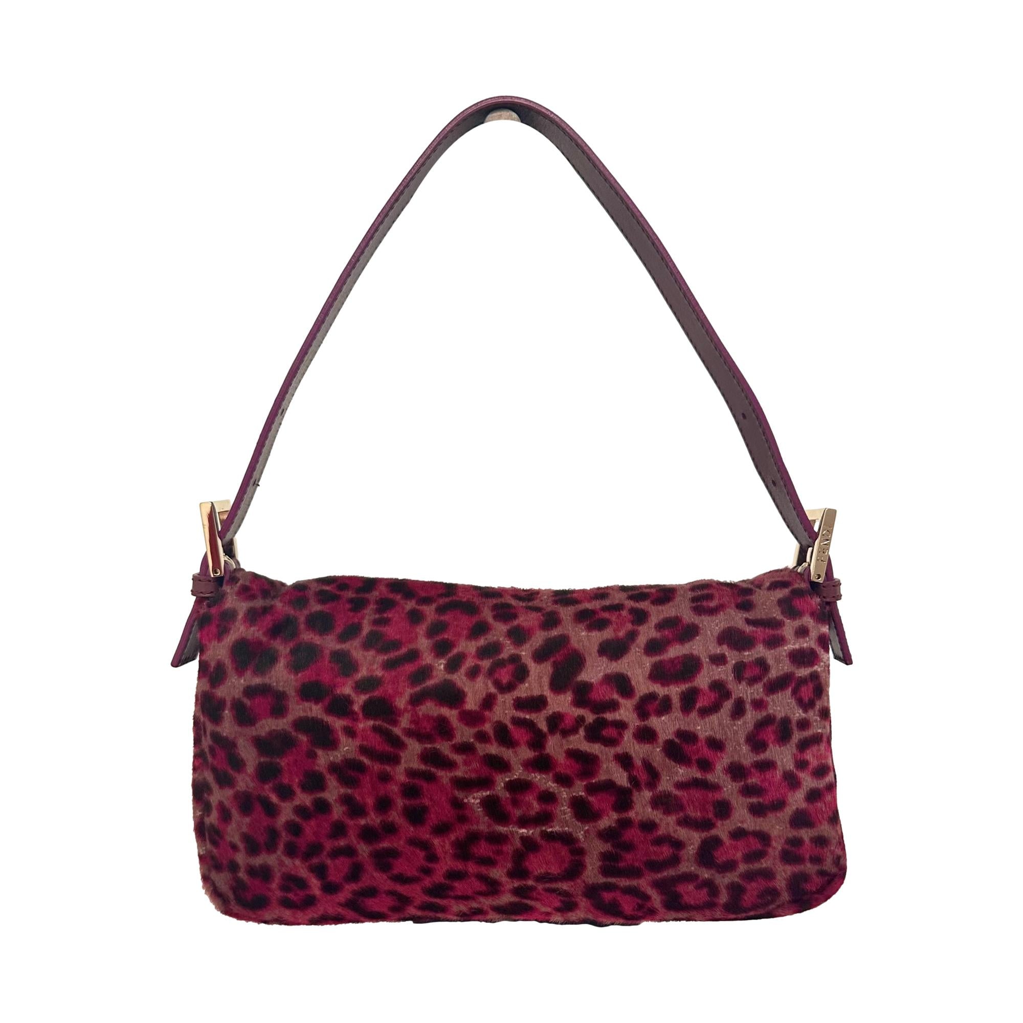 Fendi Pink Leopard Print Baguette