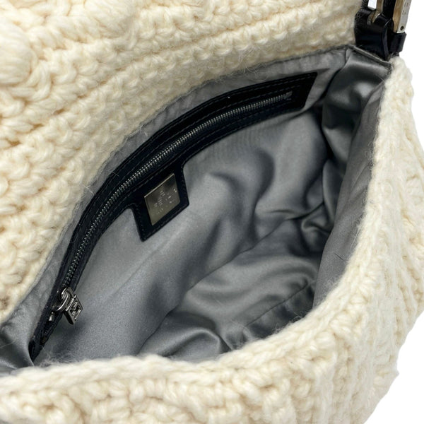 Fendi White Crochet Baguette Bag